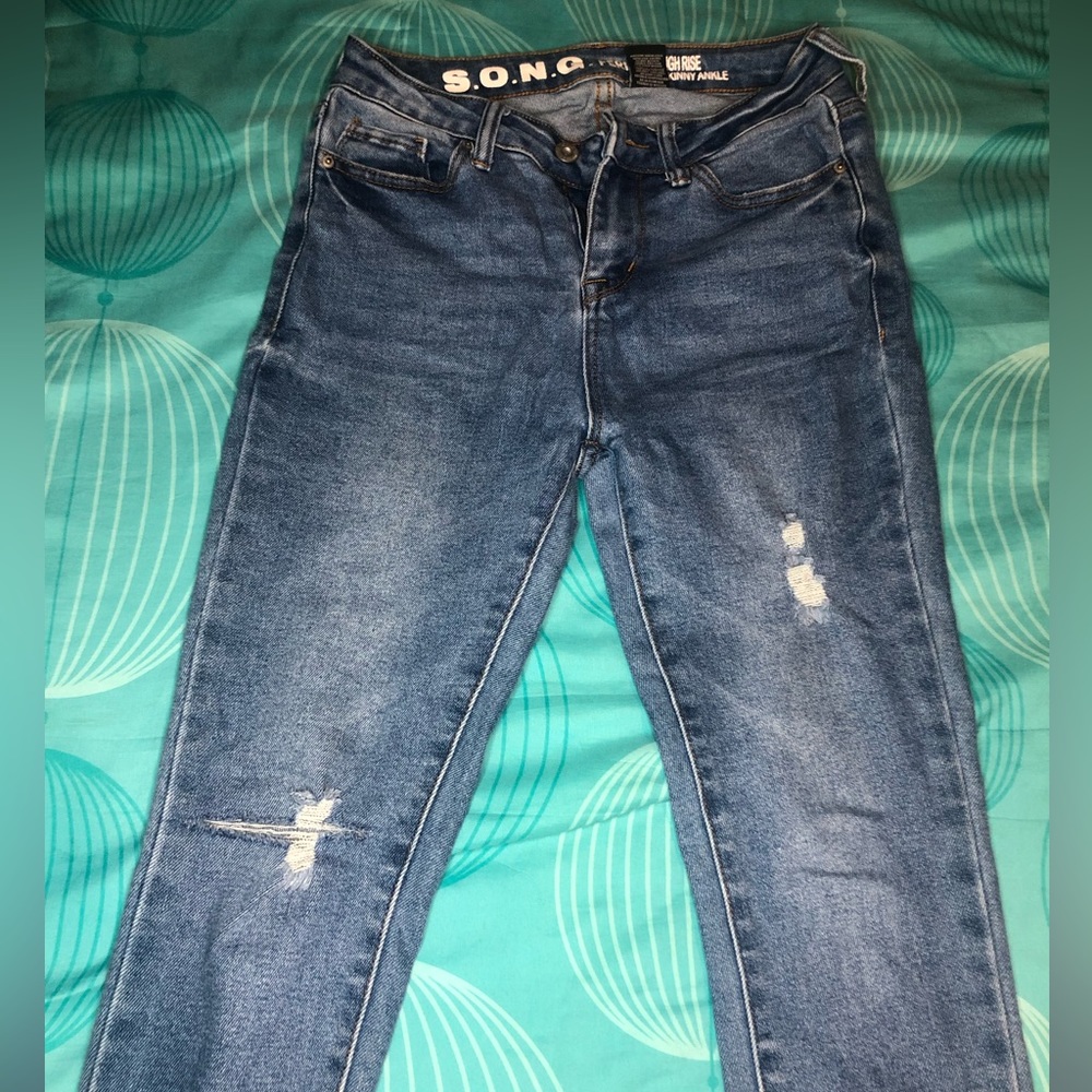 High rise skinny jeans